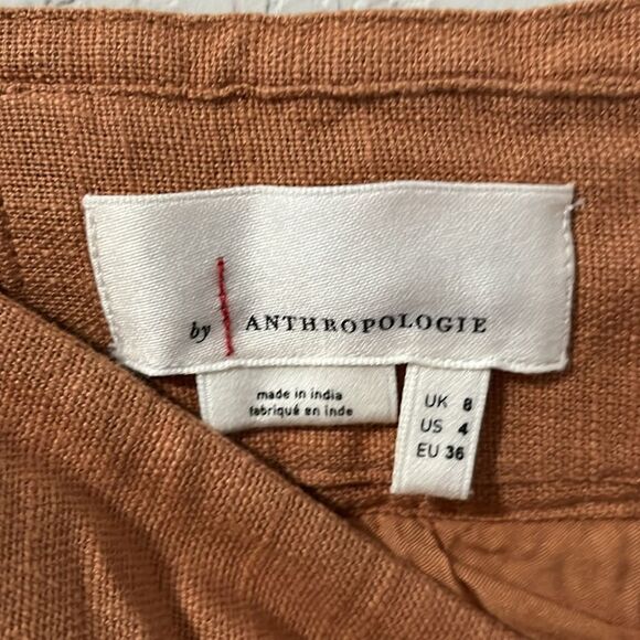 ANTHROPOLOGIE Meghan Embroidered Mini Skirt, Tan/Pink, Size 4 - Picture 8 of 9